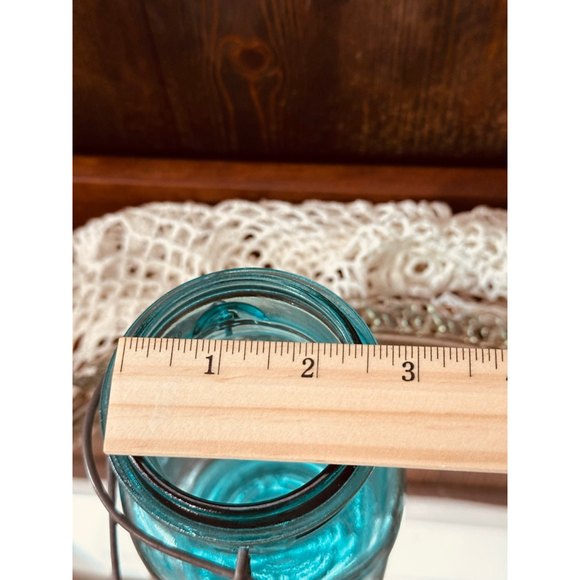 Vintage Ball Ideal Aqua Blue Glass Jar Bicentennial 1776-1976 Wire Bail Lid - Picture 7 of 10